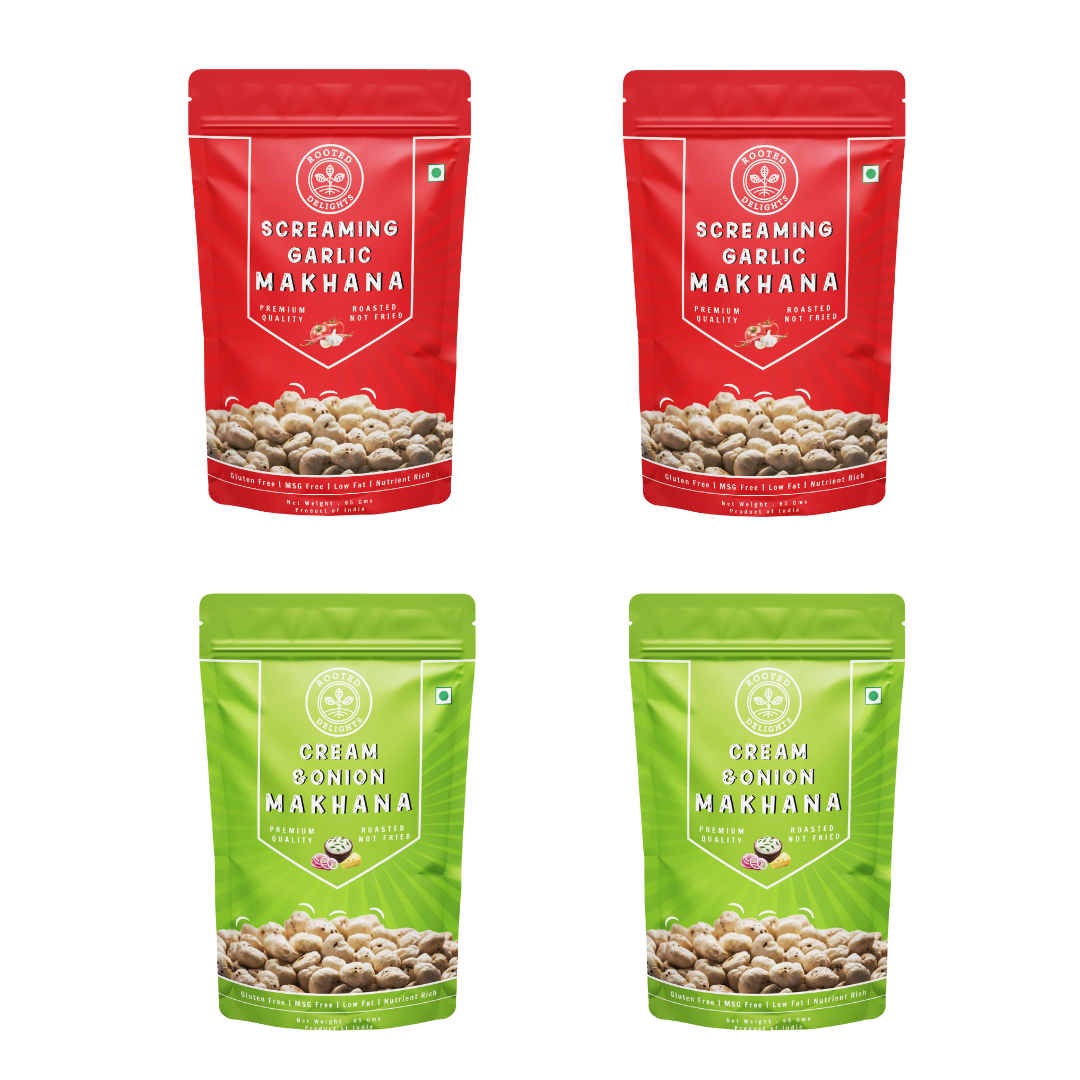 Cream and Onion & Screaming Garlic Makhana Pack of 4