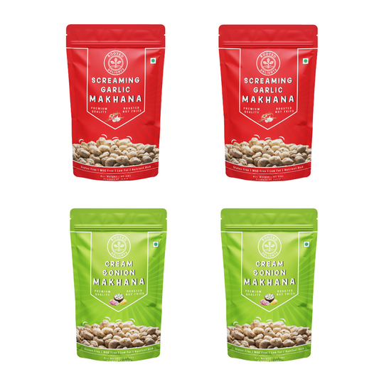 Cream and Onion & Screaming Garlic Makhana Pack of 4