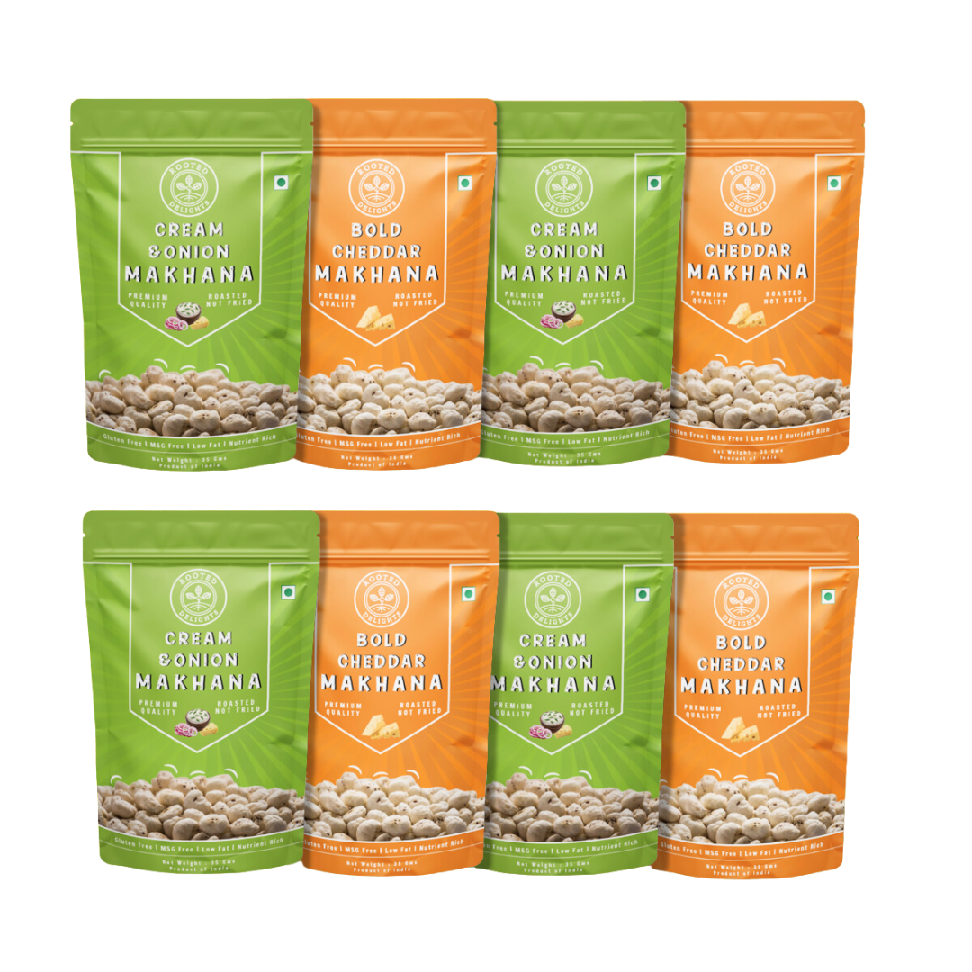 Cream and Onion & Bold Cheddar Makhana Pack of 8