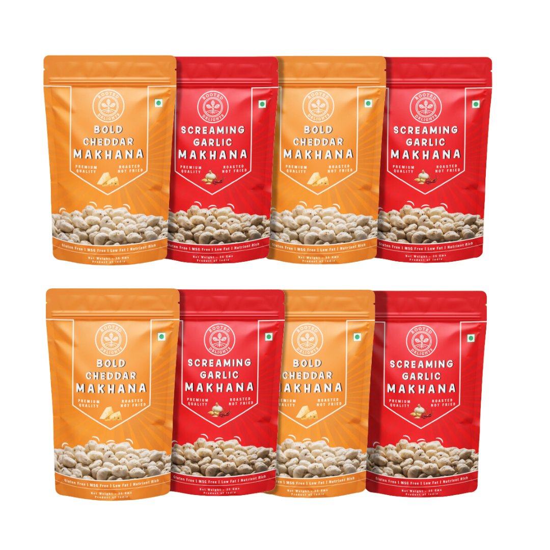 Screaming Garlic & Bold Cheddar Makhana Pack of 8
