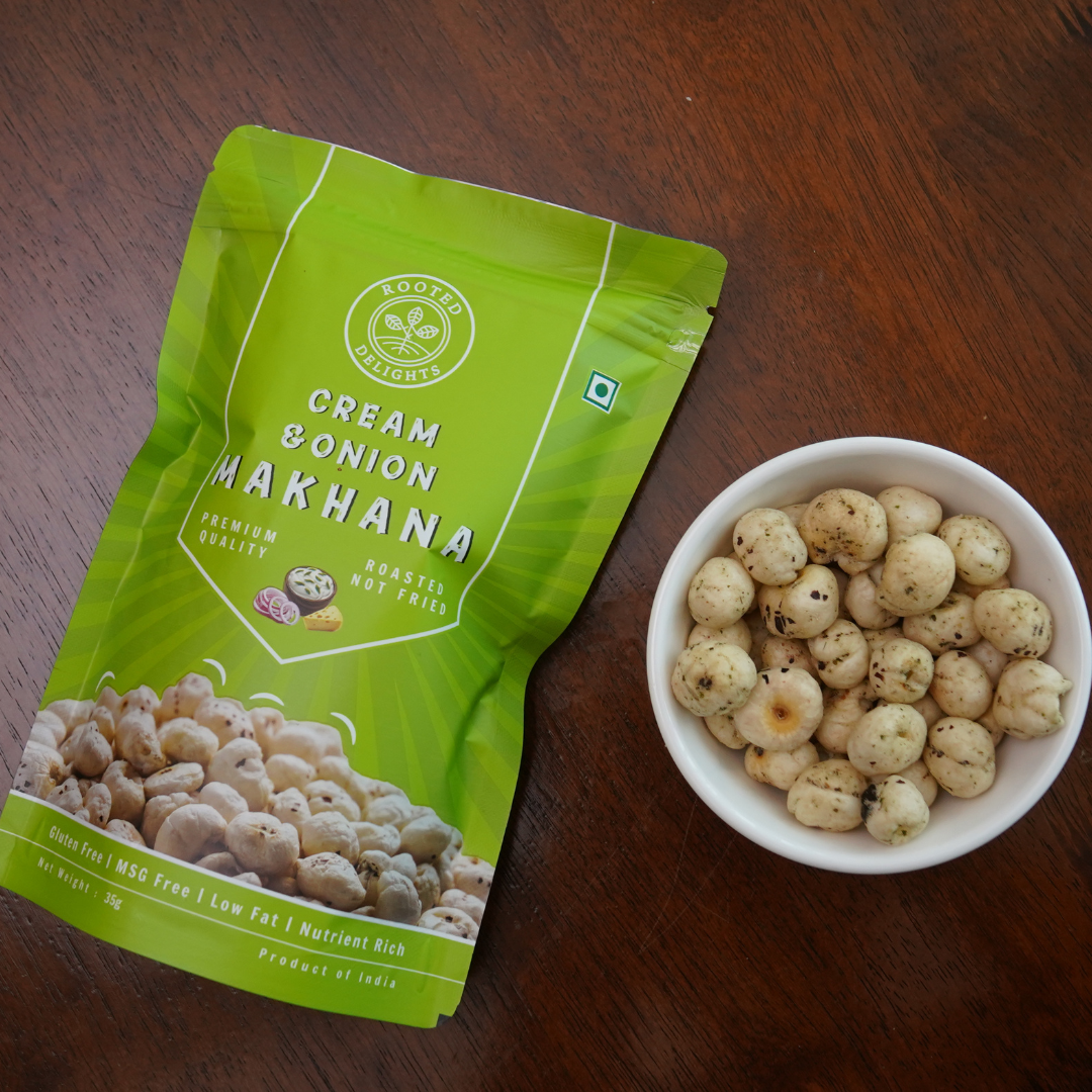 Rooted DelightsCream and Onion Makhana - 35gm