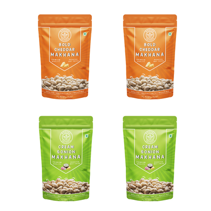 Cream and Onion & Bold Cheddar Makhana Pack of 4