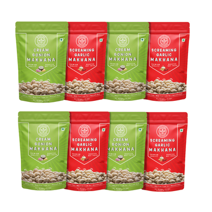 Cream and Onion & Screaming Garlic Makhana Pack of 4 Each